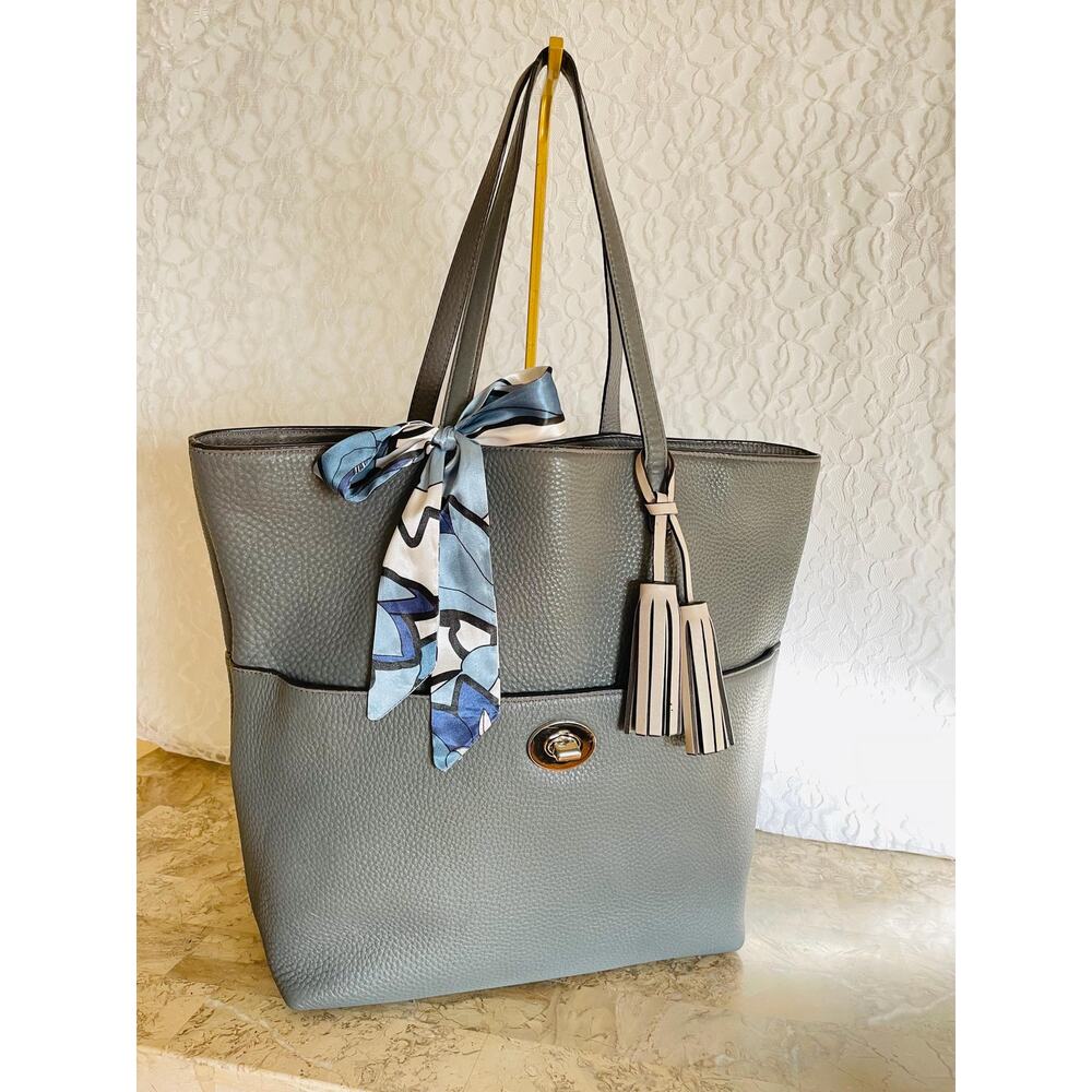 Coach large Legacy Dark gray pebble leather tote Shoulder bag 26477